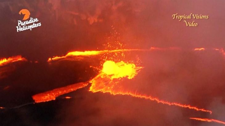 لقطات رائعة من الطائرة لفوهة بركان في هاواي