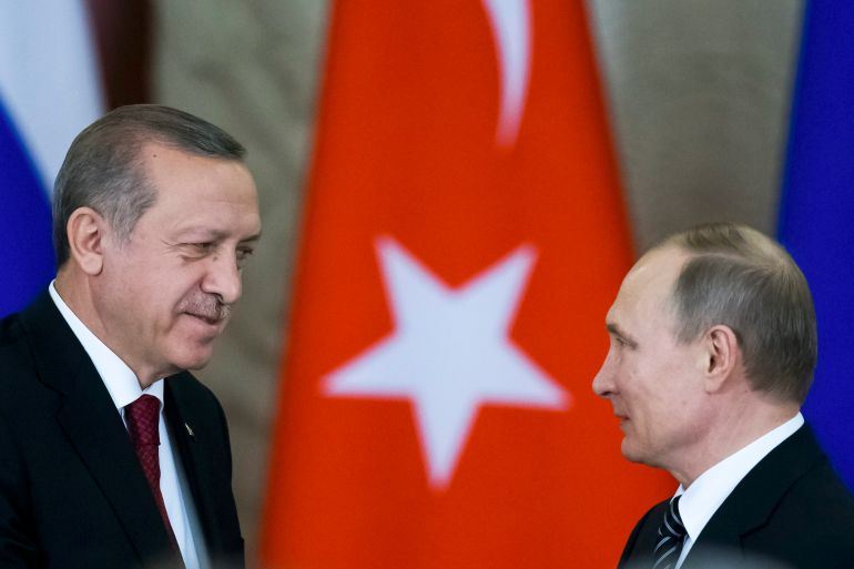 الرئيس الروسي فلادمير بوتين والرئيس التركي رجب طيب أردوغان 