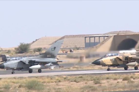 مقاتلات سعودية تشارك في غارات قوات دعم الشرعية باليمن 
