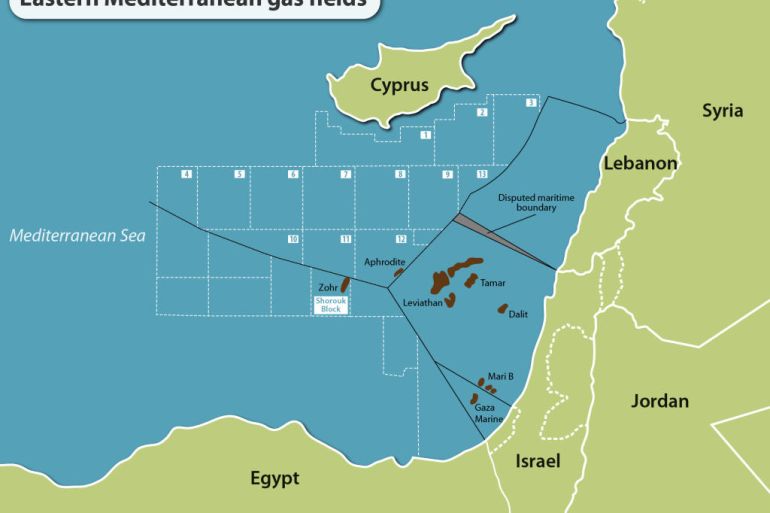 حقول الغاز بالبحر المتوسط بين مصر وإسرائيل وقبرص