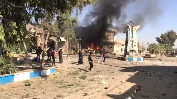 آثار الانفجار في بلدة سلوك السورية
