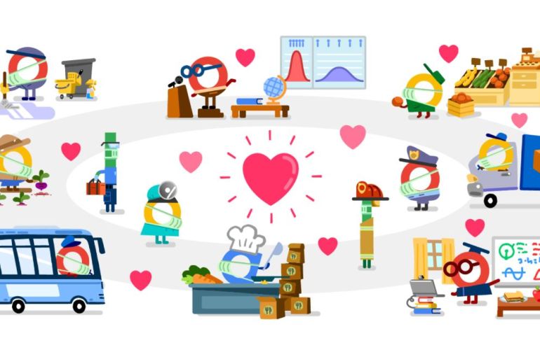 سلسلة من الرسوم المبتكرة من غوغل لشكر الفئات المنسية في أزمة كورونا