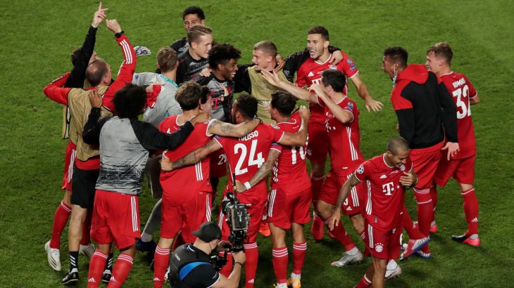 لاعبو بايرن ميونخ الألماني يحتفلون بفوزهم بدوري أبطال أوربا