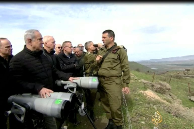 رئيس وزراء الاحتلال الإسرائيلي بنيامين نتنياهو أثناء زيارة له إلى مرتفعات الجولان المحتلة (أرشيفية)