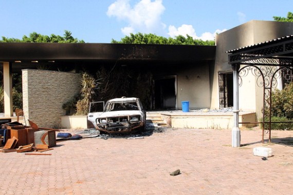 آثار الهجوم على السفارة الأمريكية في بنغازي عام 2012