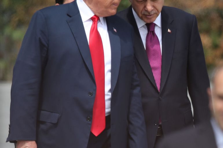  الرئيس التركي رجب طيب أردوغان(يمين) والرئيس الأمريكي دونالد ترمب