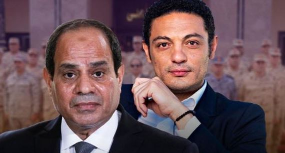محمد علي (يمين) والرئيس المصري عبد الفتاح السيسي (يسار) 