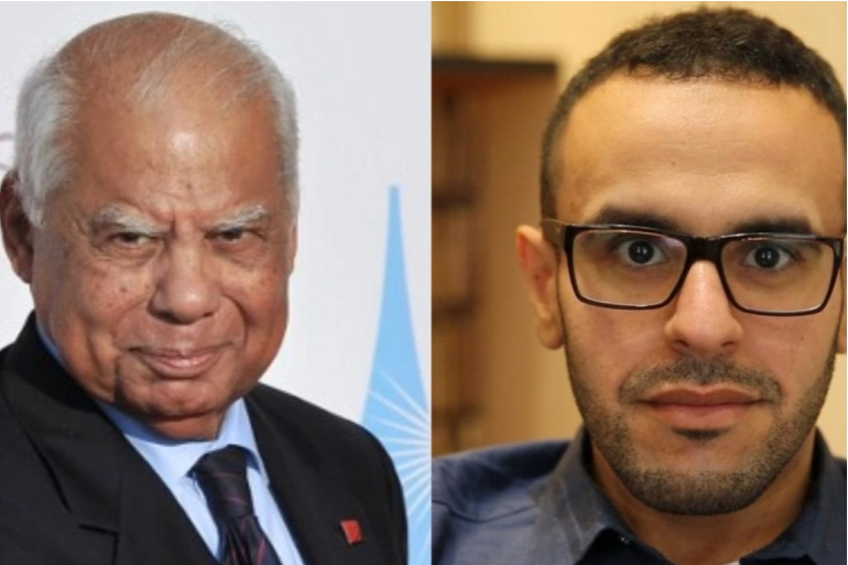 الناشط الحقوقي الأمريكي من أصل مصري محمد سلطان (يمين) ورئيس وزراء مصر الأسبق حازم الببلاوي (يسار)