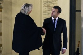 الرئيس الفرنسي إيمانويل ماكرون وزعيمة اليمين المتشدد مارين لوبن