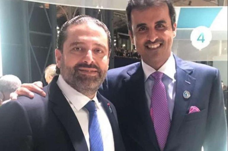 أمير دولة قطر الشيخ تميم بن حمد آل ثاني ورئيس الوزراء اللبناني المكلّف سعد الحريري
