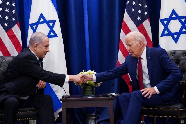 الرئيس الأمريكي جو بايدين ورئيس الوزراء الإسرائيلي بنيامين نتنياهو