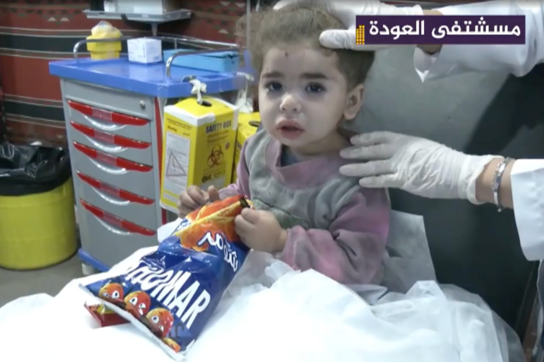 طفلة فلسطينية مجهولة الهوية وصلت إلى مستشفى العودة في مخيم النصيرات